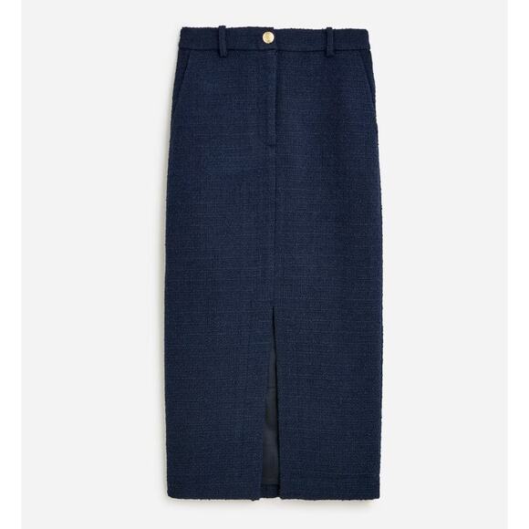 J. Crew Dresses & Skirts - J CREW dark navy blue wool blend tweed Maritime midi pencil front slit skirt